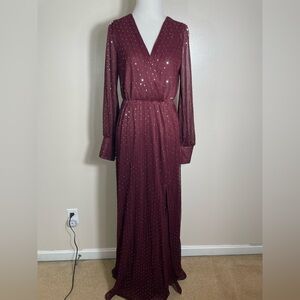 Baltic Born Burgundy Long Sleeve Maxi Dress